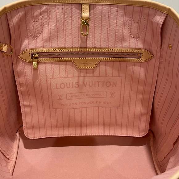 100% Authentic Louis Vuitton Damier Azur Neverfull MM w/ Rose Ballerine NWT - Picture 7 of 16